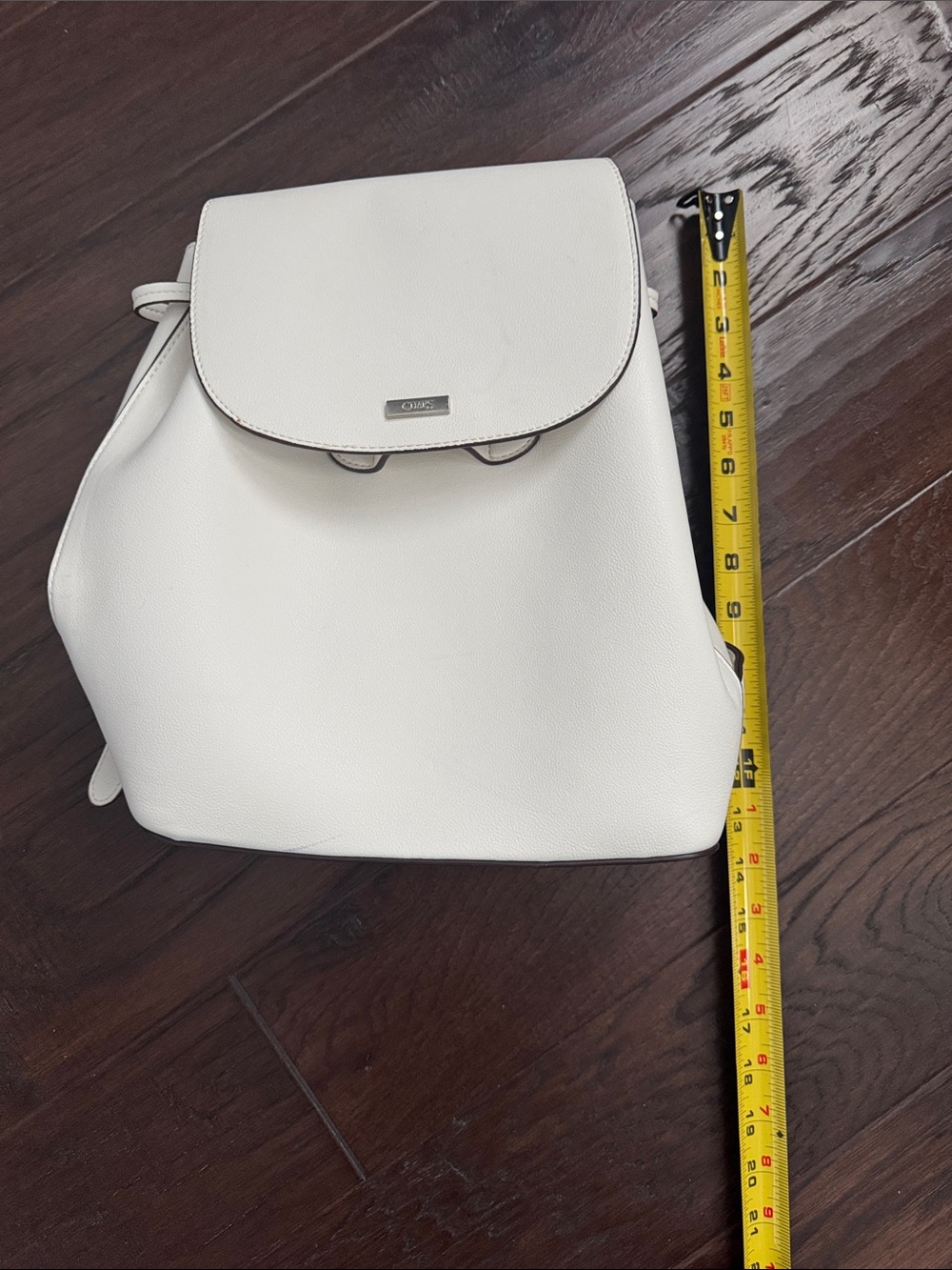 Chaps White Structured faux Leather Backpack - Picture 6 of 7